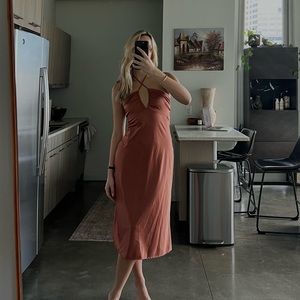 Abercrombie Halter Satin Slip Midi Dress